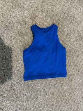 Ribbed Crop Tank Top in Blue